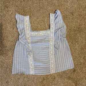 Elegant Blue Ruffle Blouse